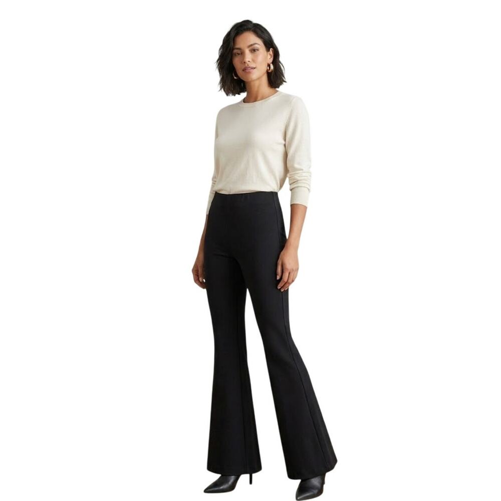 Kobi Halperin Black Flare Ponte Leggings High Rise Knit Pants EUC Size Small